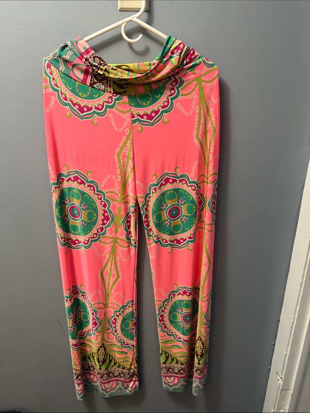 Women's Pink Printed Wide-Leg Pants
